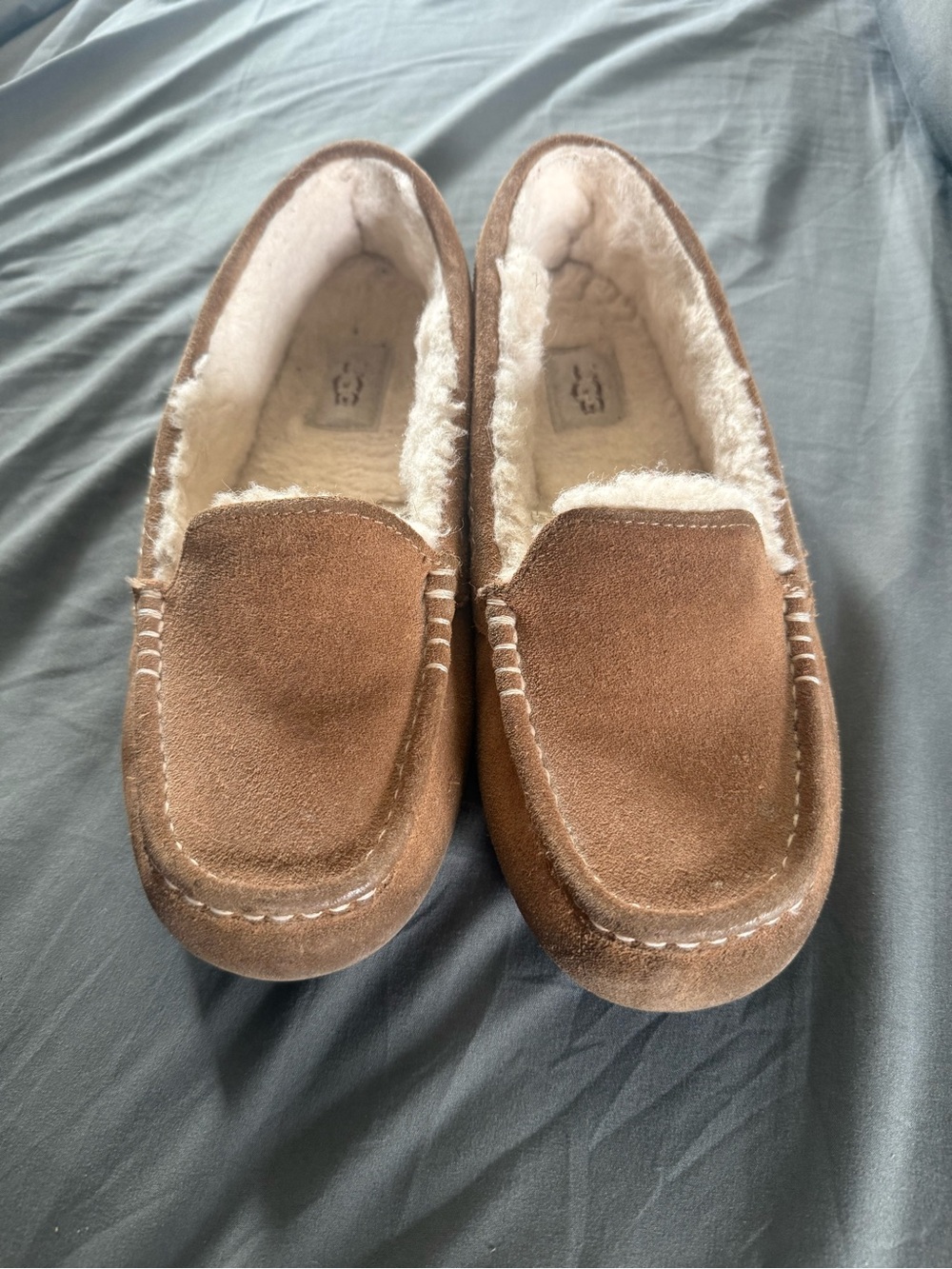 UGG Brown Suede Fleece-Lined Moccasin Slippers size 9